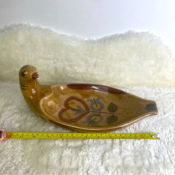 Vintage California Cleminsons Pottery Distlefink Bird Serving Dish Folk Art - Picture 5 of 10